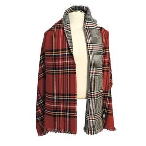 Steve Madden Reversible Scarf Houndstooth Plaid One Size